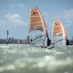 PUERTO DE SANTA MARIA, SPAIN - APRIL 29: during the Spain Cup - RSX/Techno class at the Cádiz bay on April 29, 2018 in Puerto de Santa María, Spain (Photo credit should read Jesus DYañez / DYMAGES)